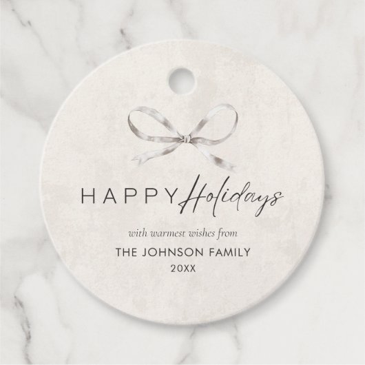 Prettige feestdagen Moderne Boho Minimal Bow Bedankjes Labels (Voorkant)