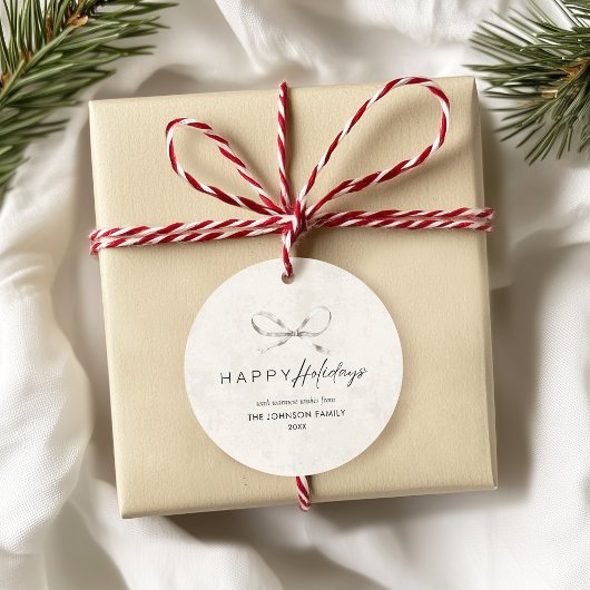 Prettige feestdagen Moderne Boho Minimal Bow Bedankjes Labels