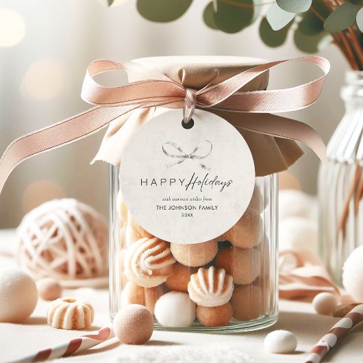 Prettige feestdagen Moderne Boho Minimal Bow Bedankjes Labels