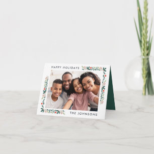 prettige feestdagen Moderne botanische foliefoto Kaart