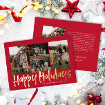 Prettige feestdagen Moderne Brieven Vijf Foto<br><div class="desc">Prettige feestdagen Folie Kaart met vijf belettering heeft vier foto's op de voorkant met echte folie details,  en een andere foto op de achterkant met ruimte voor uw langere boodschap.</div>