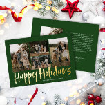 Prettige feestdagen Moderne Brieven Vijf Foto<br><div class="desc">Prettige feestdagen Folie Kaart met vijf belettering heeft vier foto's op de voorkant met echte folie details,  en een andere foto op de achterkant met ruimte voor uw langere boodschap.</div>