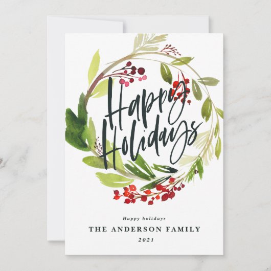 prettige feestdagen moderne chemische waterverf feestdagenkaart (Voorkant)