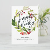 prettige feestdagen moderne chemische waterverf feestdagenkaart (Staand voorkant)