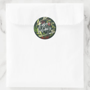 prettige feestdagen moderne chemische waterverf ronde sticker