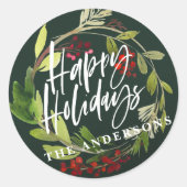 prettige feestdagen moderne chemische waterverf ronde sticker (Voorkant)