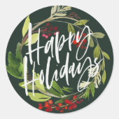 prettige feestdagen moderne chemische waterverf ronde sticker (Voorkant)