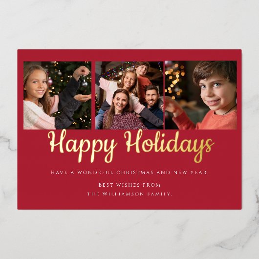 Prettige feestdagen moderne drie foto realistisch (Voorkant)