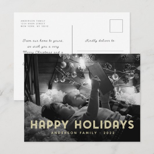 prettige feestdagen Moderne Eenvoudige Typografie (Voorkant / Achterkant)