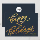 Prettige feestdagen Moderne elegante Gold Script B Feestdagenkaart (Voorkant / Achterkant)