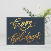 Prettige feestdagen Moderne elegante Gold Script B Feestdagenkaart (Staand voorkant)