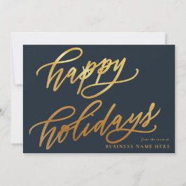 Prettige feestdagen Moderne elegante Gold Script B Feestdagenkaart