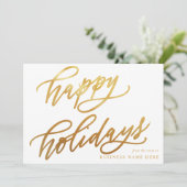 Prettige feestdagen Moderne elegante Gold Script B Feestdagenkaart (Staand voorkant)