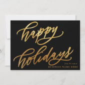 Prettige feestdagen Moderne elegante Gold Script B Feestdagenkaart (Voorkant)