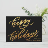 Prettige feestdagen Moderne elegante Gold Script B Feestdagenkaart (Staand voorkant)