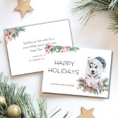 Prettige feestdagen Moderne Elegante Husky Dog Feestdagenkaart