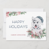 Prettige feestdagen Moderne Elegante Husky Dog Feestdagenkaart (Voorkant)