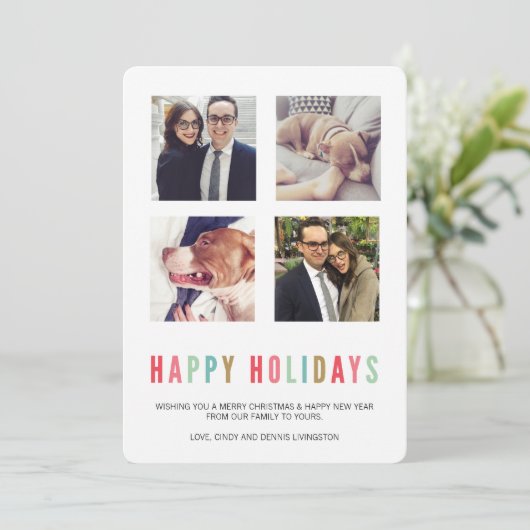 prettige feestdagen | Moderne en heldere Kerstmis  Feestdagenkaart (Staand voorkant)