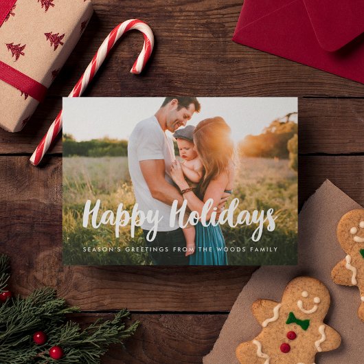 Prettige feestdagen Moderne familiefoto Kerstmis Feestdagenkaart
