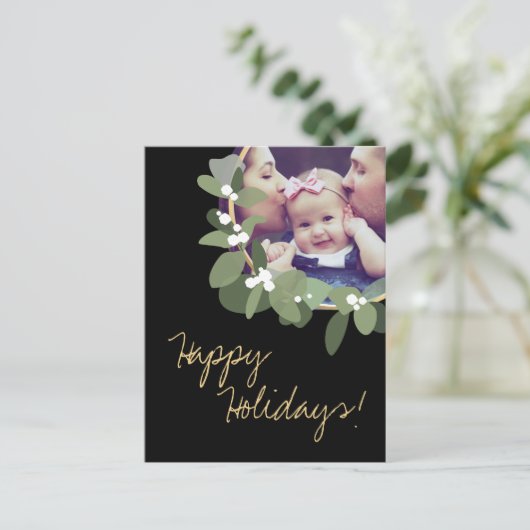 Prettige feestdagen Moderne familiefoto zwart groe Briefkaart (Staand voorkant)