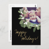 Prettige feestdagen Moderne familiefoto zwart groe Briefkaart (Voorkant / Achterkant)