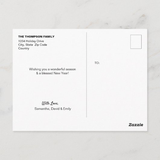 Prettige feestdagen Moderne familiefoto zwart groe Briefkaart (Achterkant)