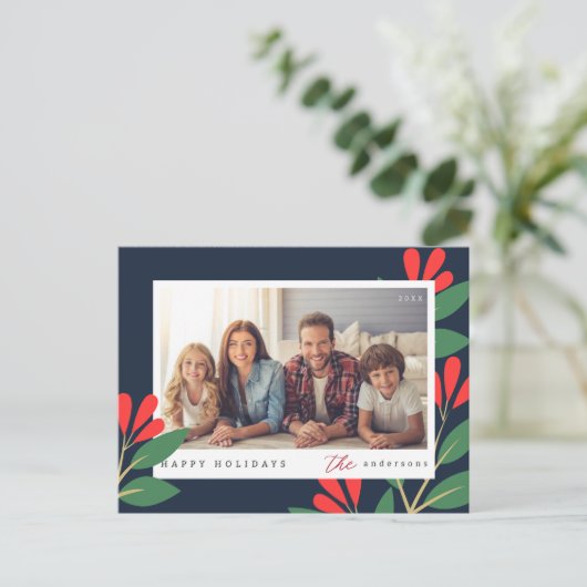 Prettige feestdagen Moderne Floral Custom Family F (Staand voorkant)