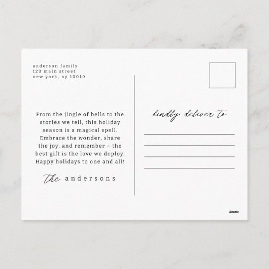 Prettige feestdagen Moderne Floral Custom Family F (Achterkant)