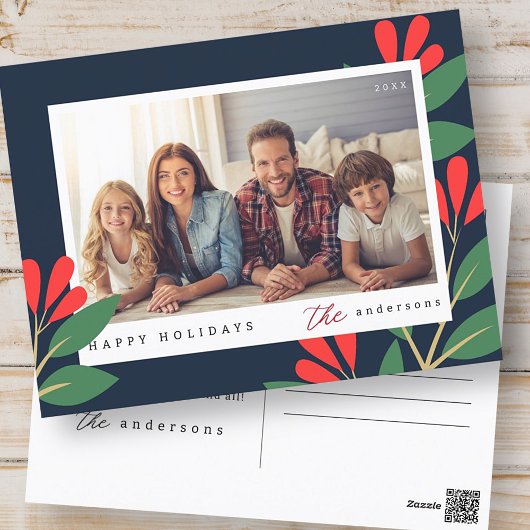 Prettige feestdagen Moderne Floral Custom Family F