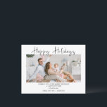 Prettige feestdagen Moderne foto Kerst Briefkaart<br><div class="desc">Prettige feestdagen Moderne foto Christmas Briefkaart Modern Christmas groet briefkaart met een moderne kalligrafie kop afbeelding, enkele foto en zwarte tekst. Een langere kerstgroet verschijnt op de achterkant. Dit briefkaart van de de groet van de fotoKerstmis is een lieve manier om uw speciaal Kerstmisbericht naar geliefden en vrienden bij Kerstmis...</div>