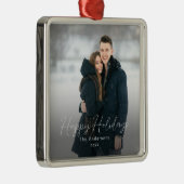 Prettige feestdagen Moderne foto Metalen Ornament (Rechts)