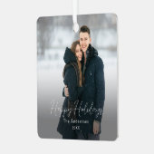 Prettige feestdagen Moderne foto Metalen Ornament (Voorkant links)