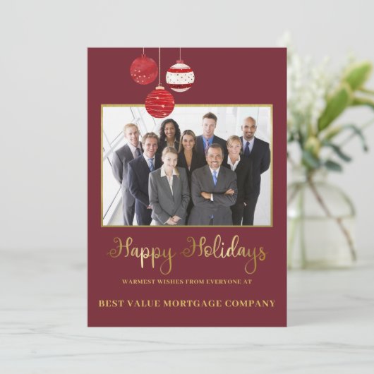 Prettige feestdagen Moderne foto Waterverf Busines Feestdagenkaart (Staand voorkant)