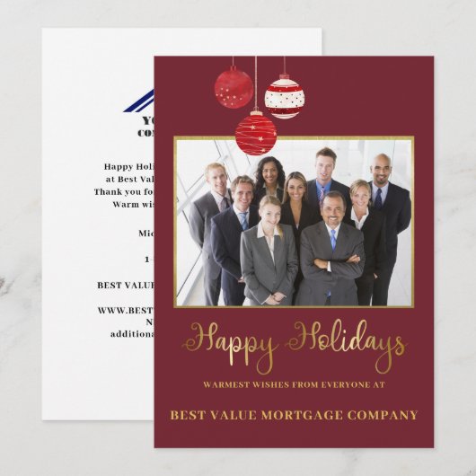 Prettige feestdagen Moderne foto Waterverf Busines Feestdagenkaart (Voorkant / Achterkant)