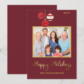 Prettige feestdagen Moderne foto Waterverf Kerst Feestdagenkaart (Voorkant / Achterkant)