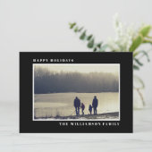 Prettige feestdagen Moderne foto zwarte Kaart (Staand voorkant)
