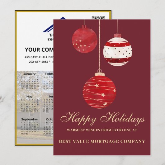 Prettige feestdagen Moderne fotokalender Zakelijk Feestdagenkaart (Voorkant / Achterkant)