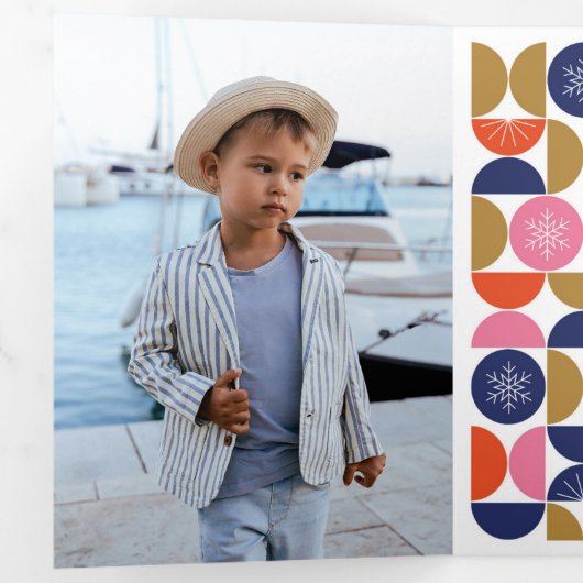 Prettige feestdagen - Moderne geometrische festivi Drieluik Wenskaart (Binnenzijde eerst)