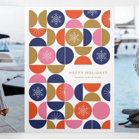 Prettige feestdagen - Moderne geometrische festivi Drieluik Wenskaart (Binnenkant midden)