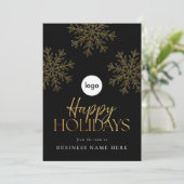 Prettige feestdagen Moderne Gouden Sneeuwvlok Busi Feestdagenkaart (Staand voorkant)