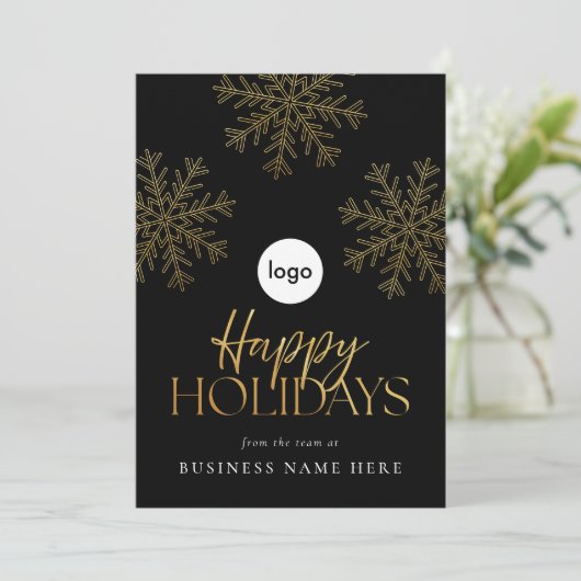 Prettige feestdagen Moderne Gouden Sneeuwvlok Busi Feestdagenkaart (Staand voorkant)