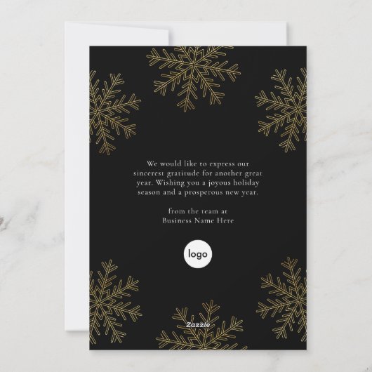 Prettige feestdagen Moderne Gouden Sneeuwvlok Busi Feestdagenkaart (Achterkant)