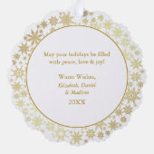 Prettige feestdagen Moderne gouden sneeuwvlokken Ornament Kaart (Achterkant)