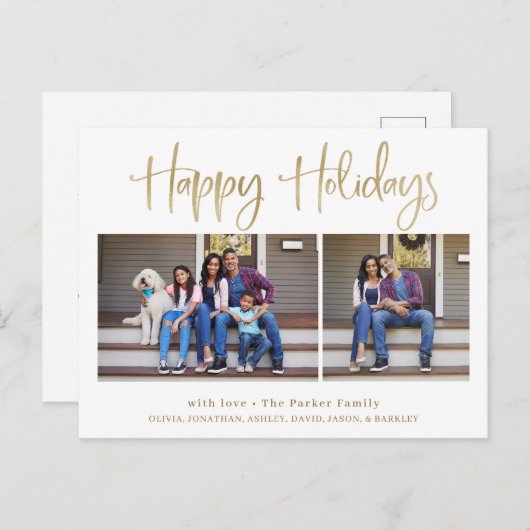 Prettige feestdagen €? | Moderne gouden twee foto' (Voorkant / Achterkant)