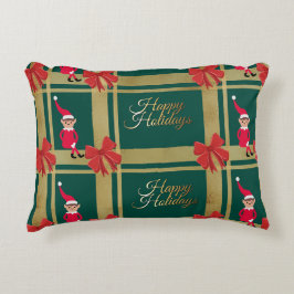 Prettige feestdagen Moderne goudgroene tartan Accent Kussen