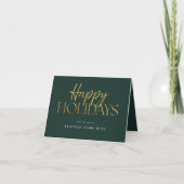 Prettige feestdagen Moderne Green Gold Script Busi (Voorkant)