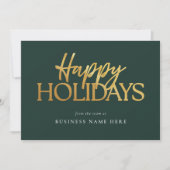 Prettige feestdagen Moderne Green Gold Script Busi Feestdagenkaart (Voorkant)