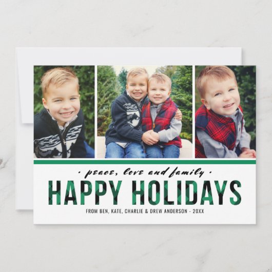 prettige feestdagen Moderne groene buffelfoto Feestdagenkaart (Voorkant)