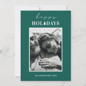 Prettige feestdagen €? | Moderne groene kerstfoto Feestdagenkaart (Voorkant)
