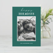 Prettige feestdagen €? | Moderne groene kerstfoto Feestdagenkaart (Staand voorkant)